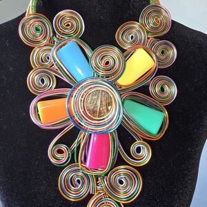 Multicolor Wire Wrapped Statement Necklace